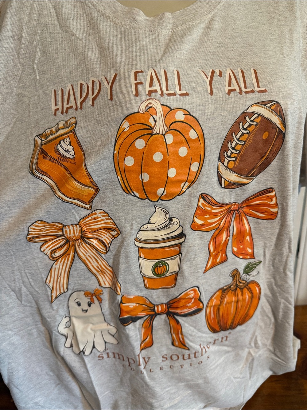 Simply Southern Gray Tee with Orange Pumpkin & Fall Icons